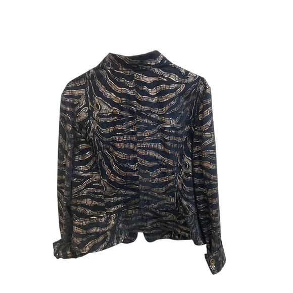 Corduroy Poly Spandex Jacket by Linear‎ Metallic Zebra Print Size L - Picture 2 of 6